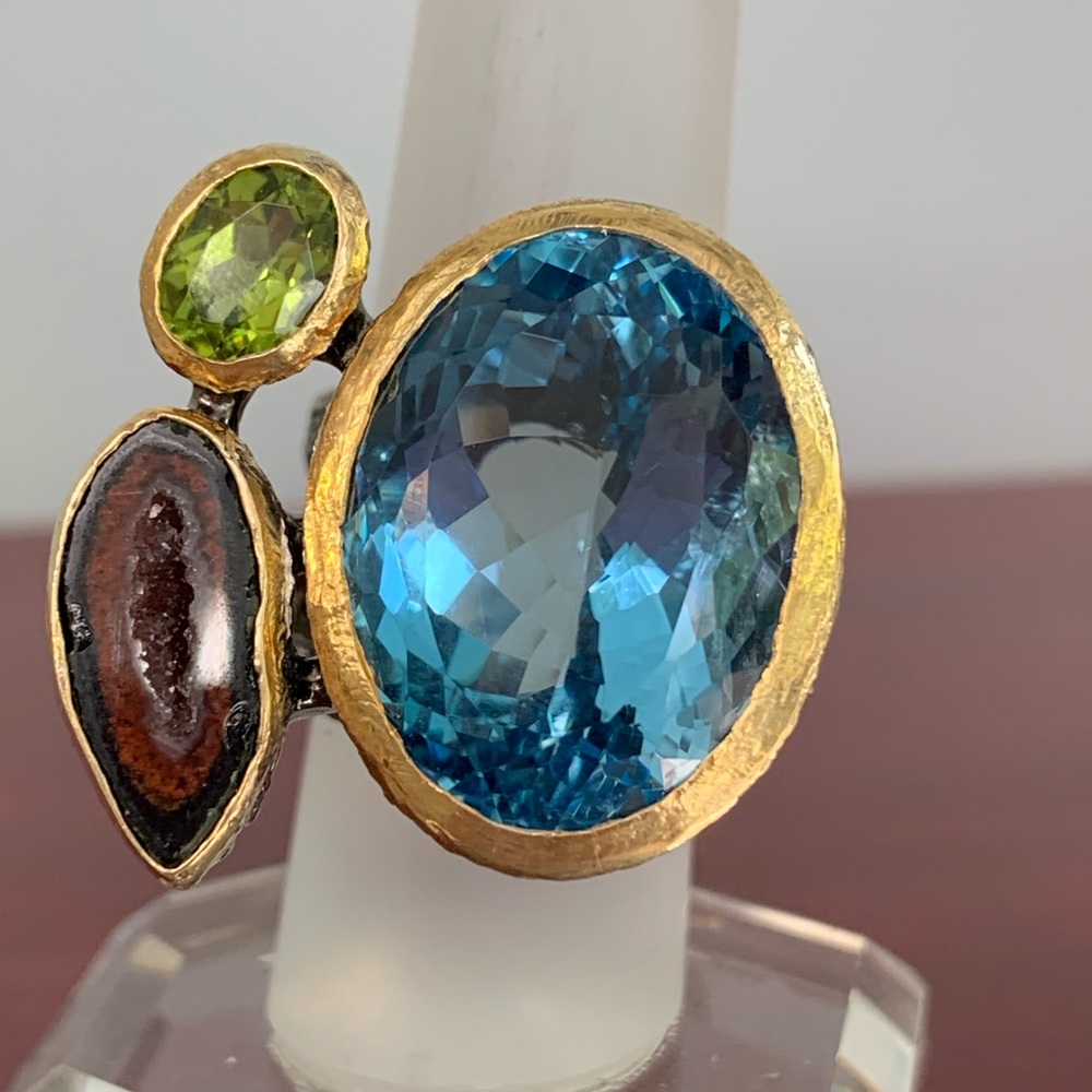 Blue topaz ring sterling silver